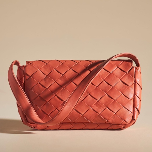Anthropologie Woven Leather Shoulder Bag, Terracotta, NWOT - Picture 2 of 3